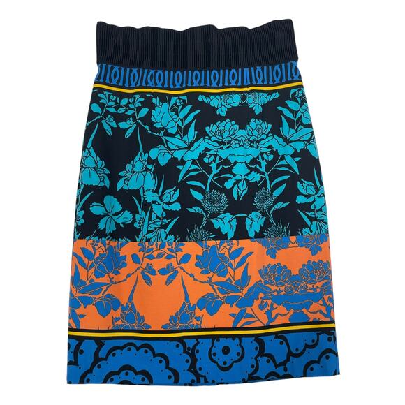 NWT Anthropologie Plenty by Tracy Reese Orange Blue Floral Print Pencil Skirt 0 - Picture 1 of 8